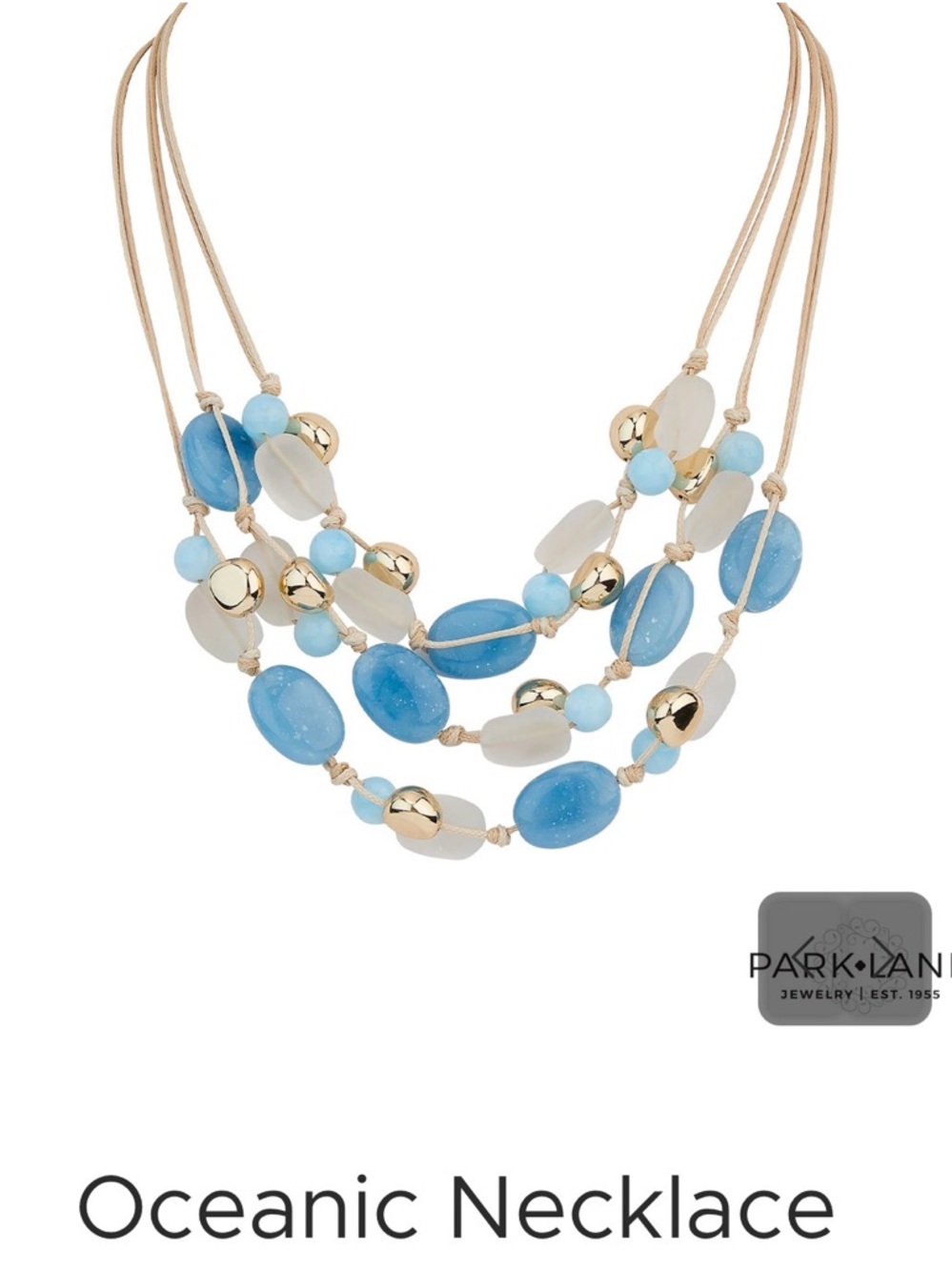 Park Lane Oceanic Blue & White Beaded Multi-Strand Necklace